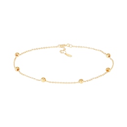 Beaded Chain Anklet in 10K Gold - 10"