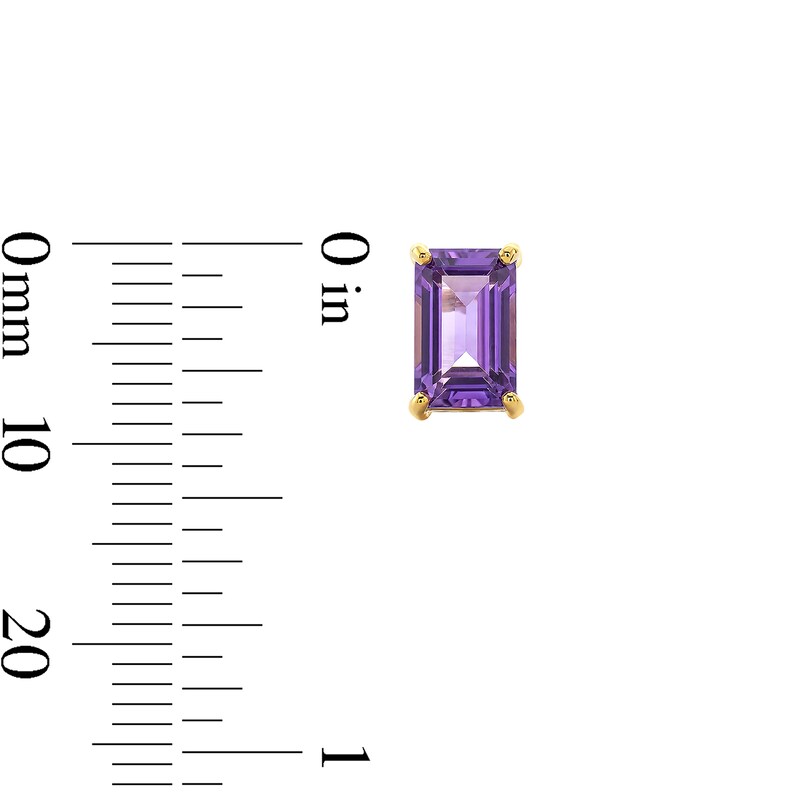 Emerald-Cut Amethyst Solitaire Stud Earrings in 10K Gold