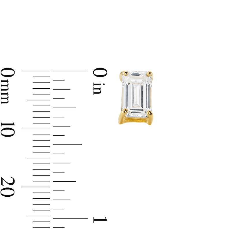 Emerald-Cut White Lab-Created Sapphire Solitaire Stud Earrings in 10K Gold