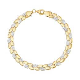 Diamond-Cut Laurel Wreath Link Bracelet in Hollow 10K Two-Tone Gold