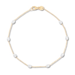 Diamond-Cut Oval Station Bracelet in 14K Two-Tone Gold - 7.5"