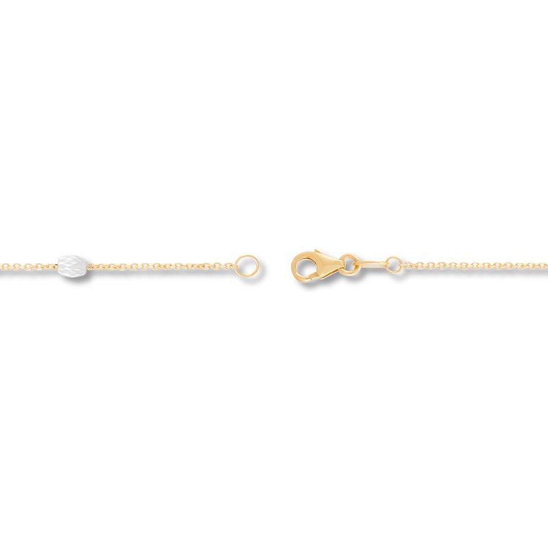 Diamond-Cut Oval Station Bracelet in 14K Two-Tone Gold - 7.5"