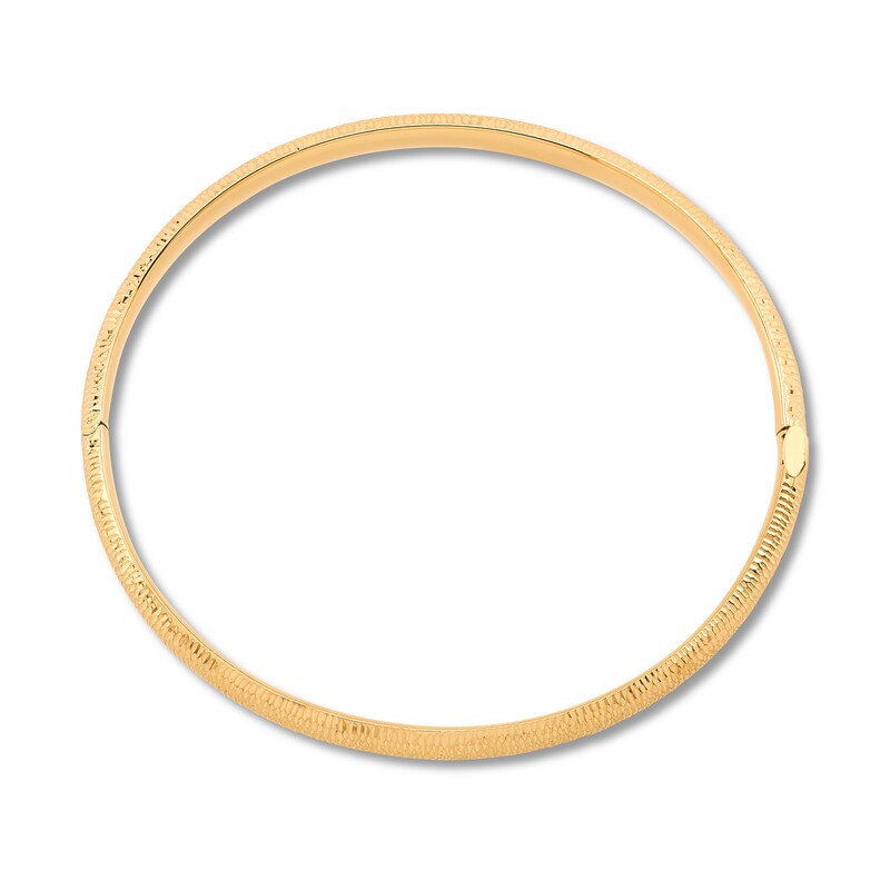 3.0mm Diamond-Cut Bangle Bracelet in Hollow 14K Gold