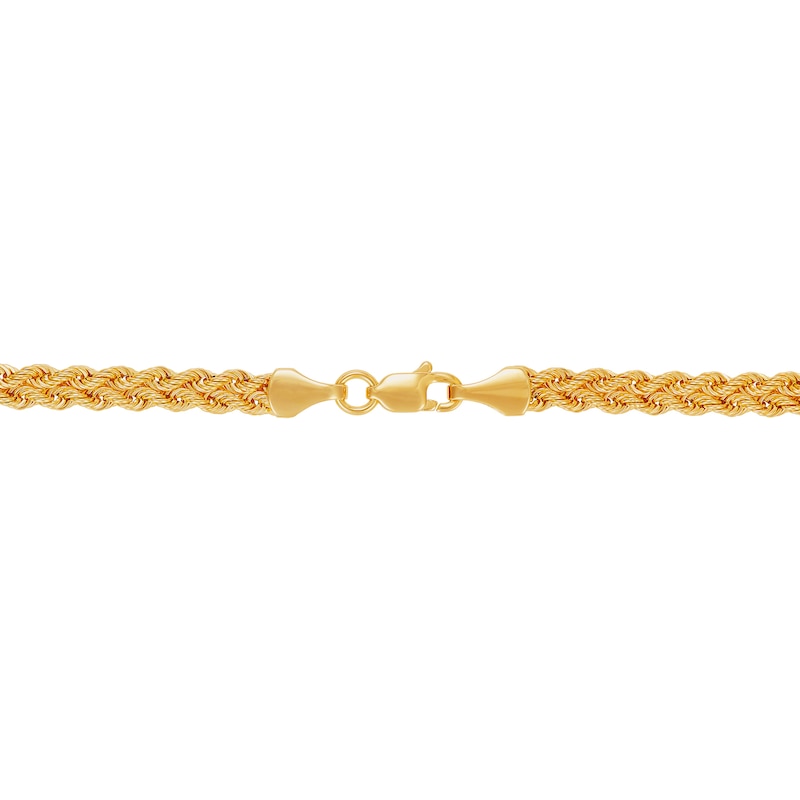 2.1mm Twist Rope Chain Hearts Bracelet in Hollow 10K Gold - 7.25"