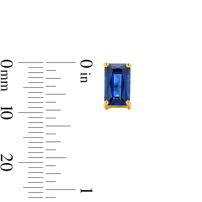 Emerald-Cut Garnet Solitaire Stud Earrings in 10K Gold