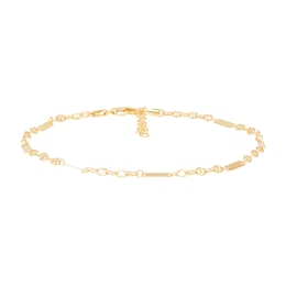2.7mm Mariner Chain Bar Station Anklet in Hollow 10K Gold - 10"