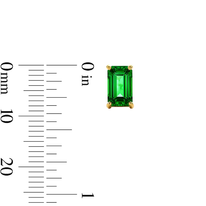 Emerald-Cut Lab-Created Emerald Solitaire Stud Earrings in 10K Gold
