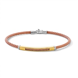 Cable Cord Bracelet in Stainless Steel with Rose and Yellow PVD Plate - 8"