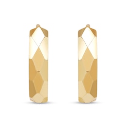 Diamond-Cut Huggie Hoop Earrings in Solid 10K Gold