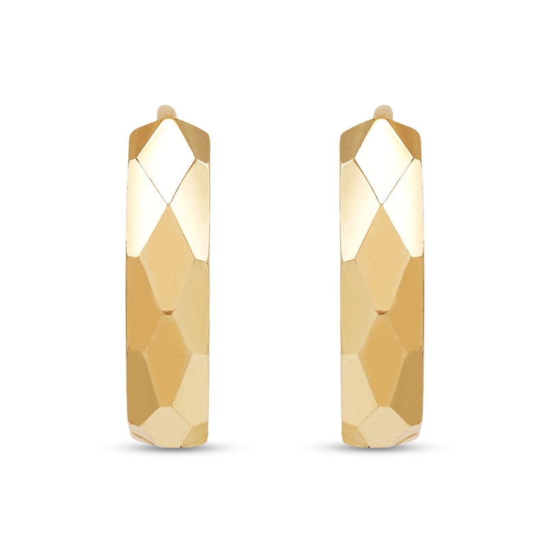 Diamond-Cut Huggie Hoop Earrings in Solid 10K Gold
