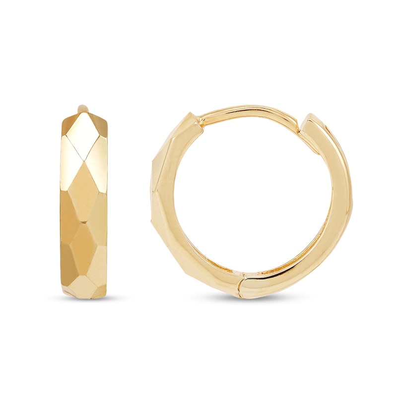 Diamond-Cut Huggie Hoop Earrings in Solid 10K Gold