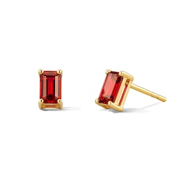 Emerald-Cut Lab-Created Ruby Solitaire Stud Earrings in 10K Gold