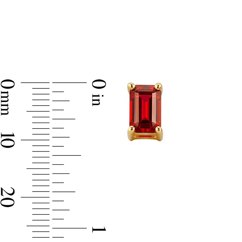 Emerald-Cut Lab-Created Ruby Solitaire Stud Earrings in 10K Gold