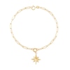 Thumbnail Image 1 of Compass Rose Charm Paper Cip Chain Bracelet in Hollow 10K Gold - 7.5"
