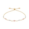 Thumbnail Image 1 of Diamond-Cut Oval Station Bolo Bracelet in 14K Tri-Tone Gold - 8.75"