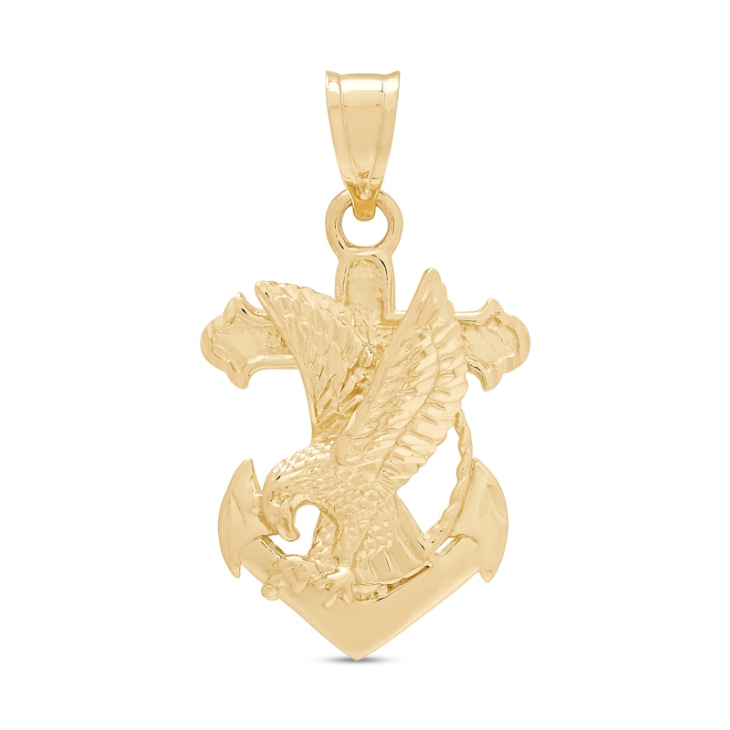 Eagle Anchor Necklace Charm in Solid 10K Gold