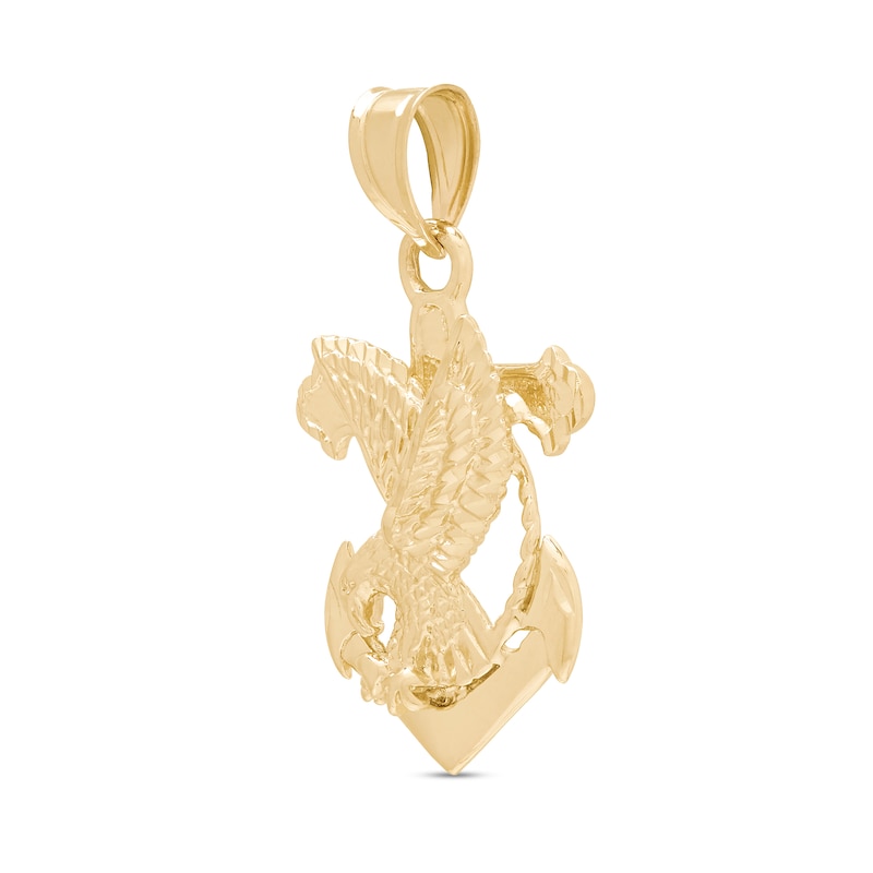 Eagle Anchor Necklace Charm in Solid 10K Gold