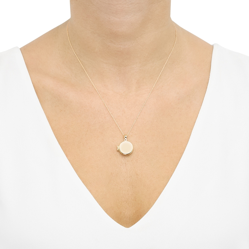 Round Locket Necklace in Hollow 10K Gold