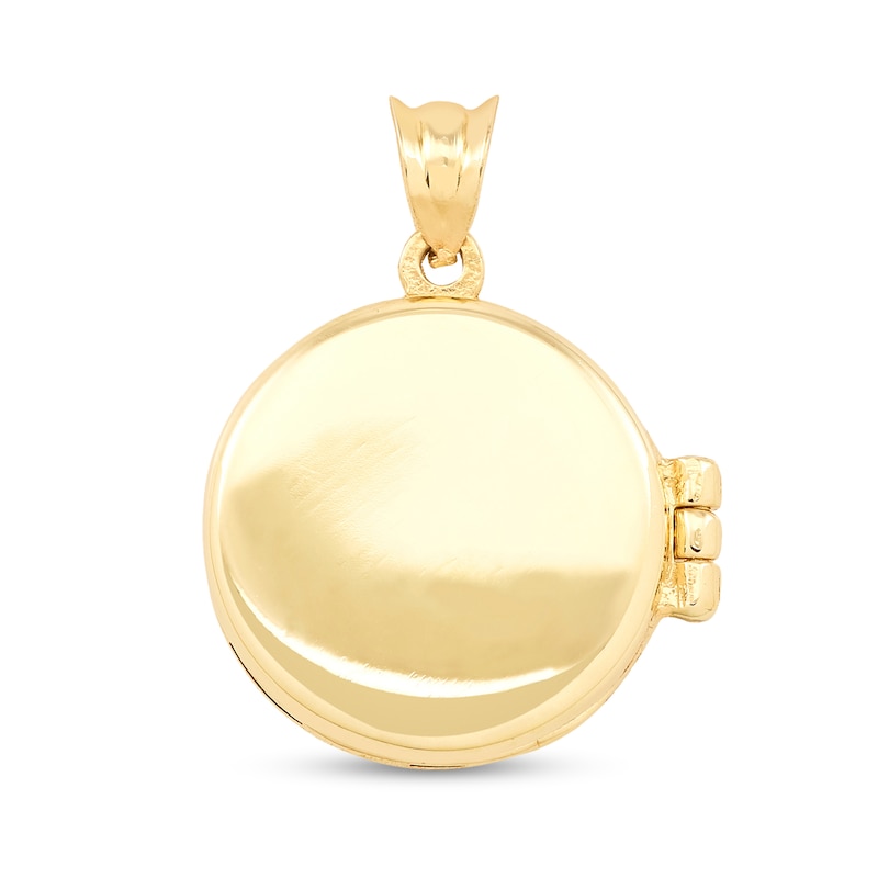 Round Locket Necklace in Hollow 10K Gold