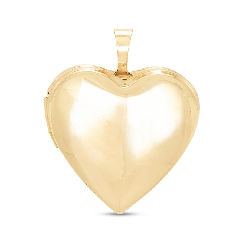 Two-Sided Heart Locket Necklace Charm in Solid 10K Gold