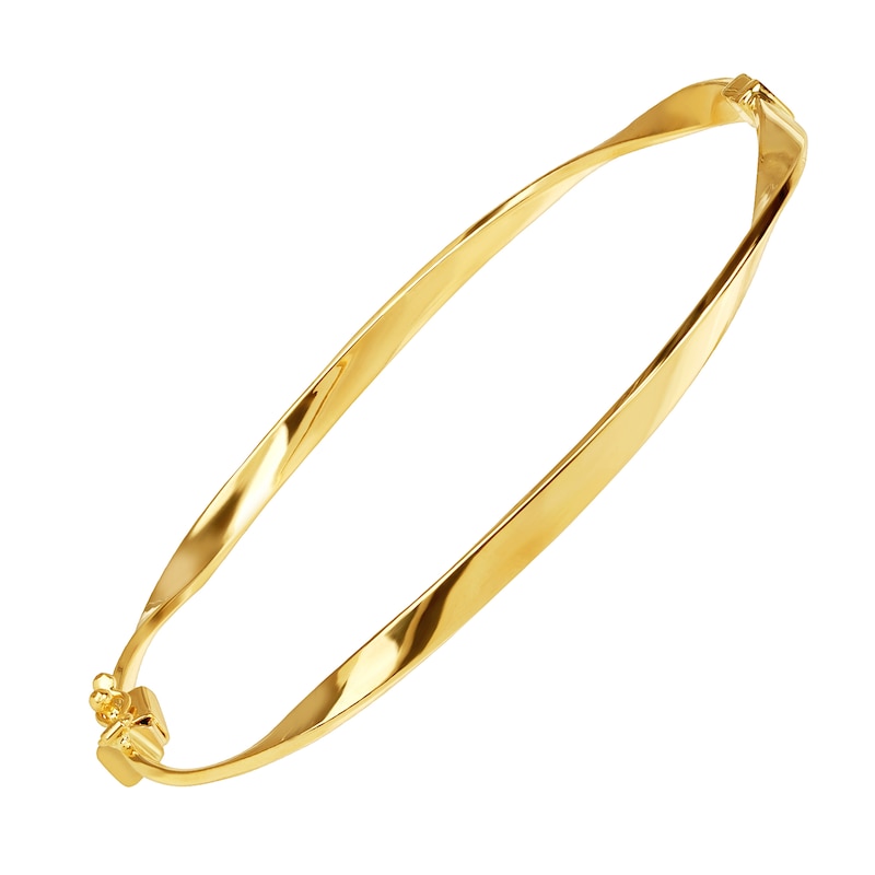 4.0mm Twist Bangle Bracelet in Solid 14K Gold