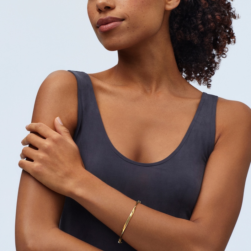 4.0mm Twist Bangle Bracelet in Solid 14K Gold