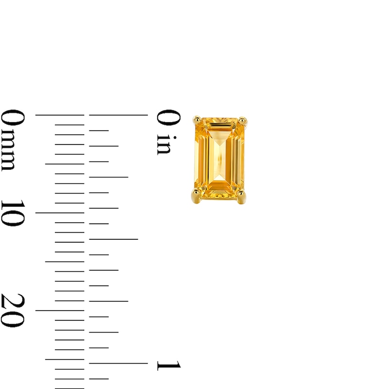 Main Image 3 of Emerald-Cut Citrine Solitaire Stud Earrings in 10K Gold