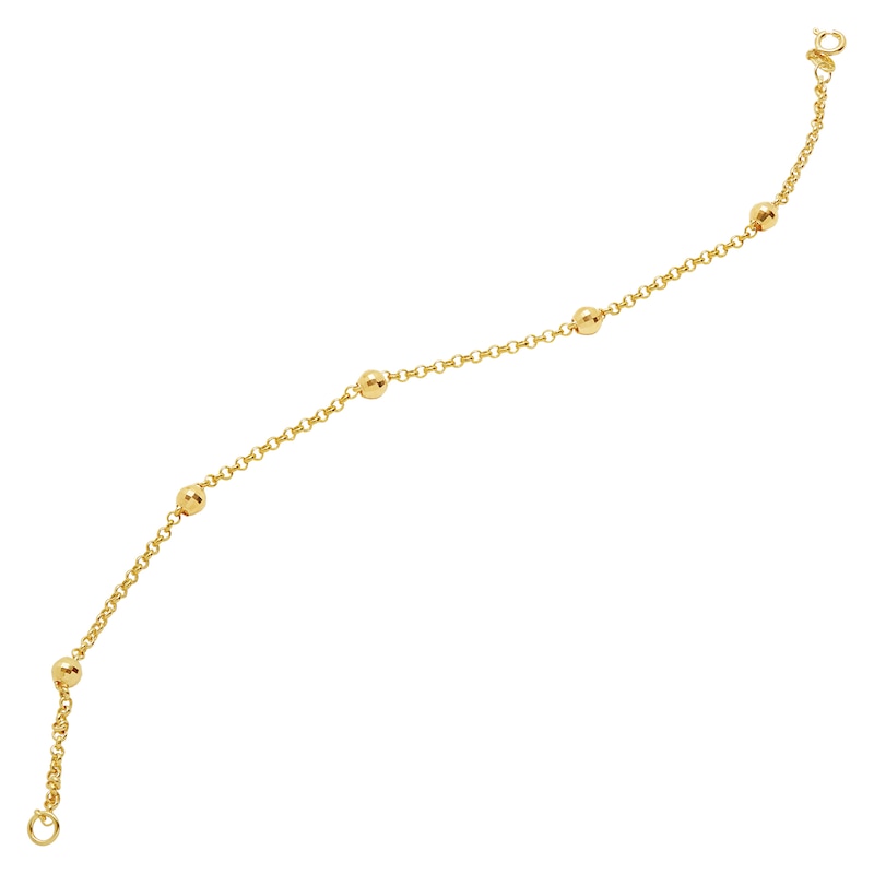 Bead Station Bracelet in Hollow 10K Gold - 7.5"