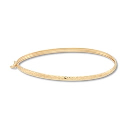 3.0mm Diamond-Cut Oval Flex Bangle Bracelet in Hollow 10K Gold – 7.5"