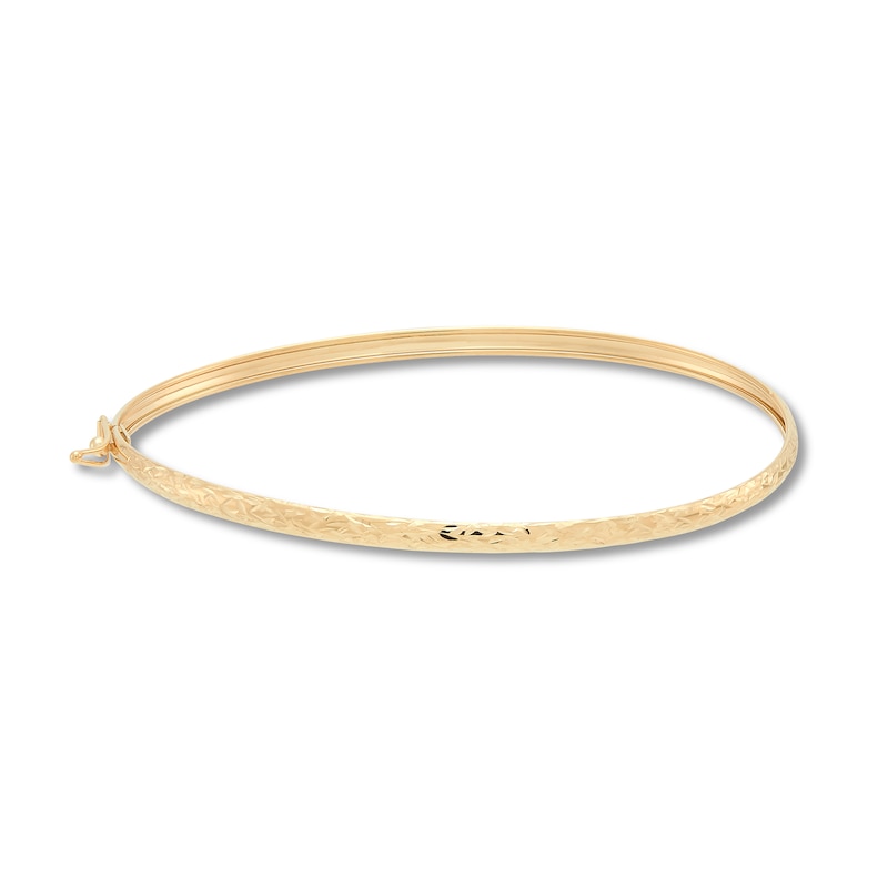 3.0mm Diamond-Cut Oval Flex Bangle Bracelet in Hollow 10K Gold – 7.5"