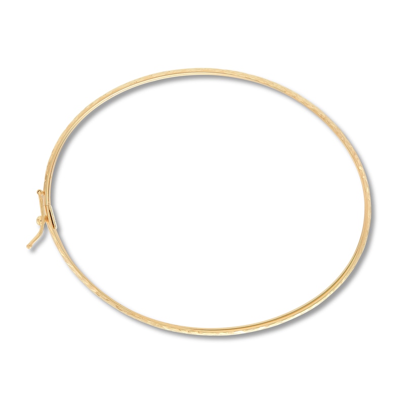 3.0mm Diamond-Cut Oval Flex Bangle Bracelet in Hollow 10K Gold – 7.5"