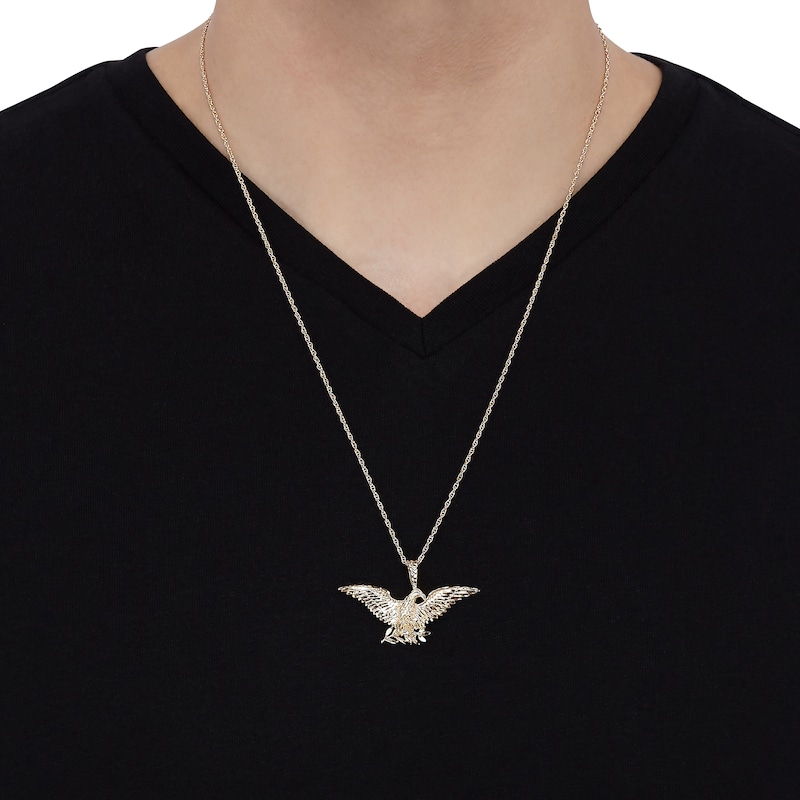 Diamond-Cut Eagle Necklace in Hollow 10K Gold - 22"