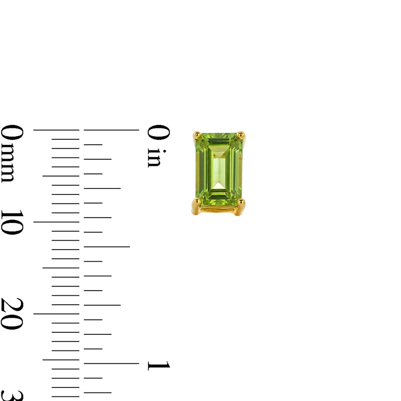 Emerald-Cut Peridot Solitaire Stud Earrings in 10K Gold
