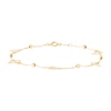 Thumbnail Image 1 of Butterfly and Diamond-Cut Bead Station Bracelet in Solid 14K Gold – 7.25"