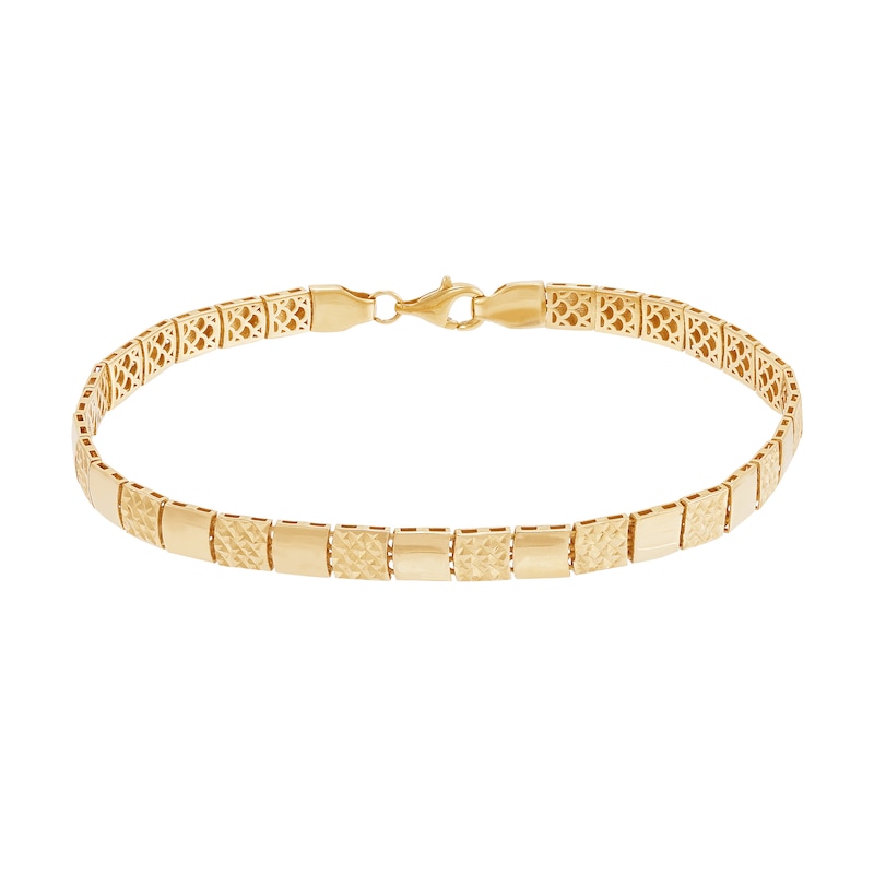4.5mm Diamond-Cut Square Link Bracelet in Semi-Solid 10K Gold - 7.5"