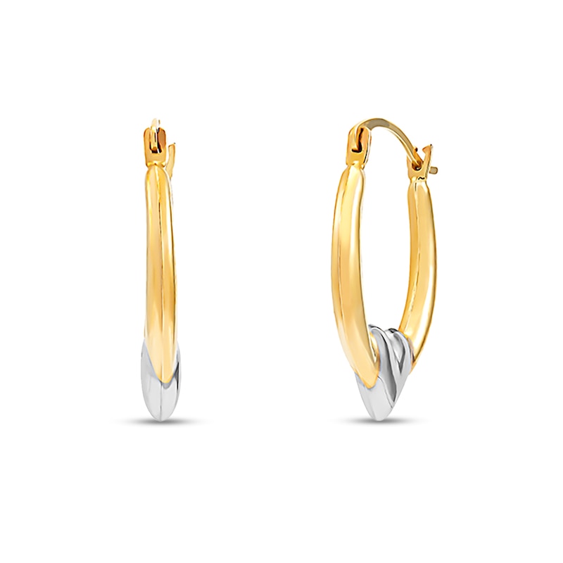 19.48mm Heart Hoop Earrings in Hollow 10K Two-Tone Gold