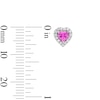 Thumbnail Image 3 of Pink and White Lab-Created Sapphire Heart Frame Stud Earrings in Sterling Silver