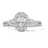 Thumbnail Image 1 of 1.00 CT. T.W. Oval Certified Lab-Grown Diamond Frame Engagement Ring in 10K White Gold (F/VS2)