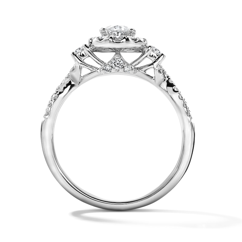 1.00 CT. T.W. Oval Certified Lab-Grown Diamond Frame Engagement Ring in 10K White Gold (F/VS2)
