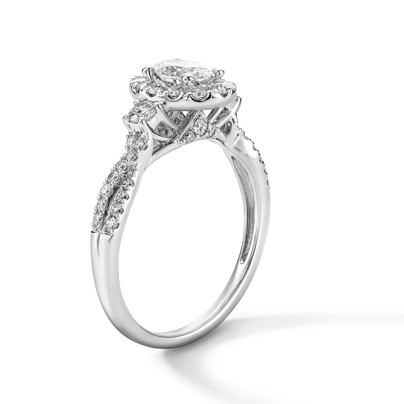 1.00 CT. T.W. Oval Certified Lab-Grown Diamond Frame Engagement Ring in 10K White Gold (F/VS2)