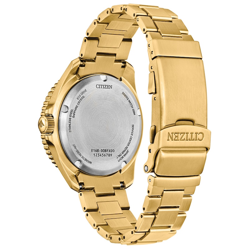 Men's Citizen Eco-Drive® Promaster Dive Gold-Tone IP Analog Watch with Green Dial (Model: BN0262-59W)