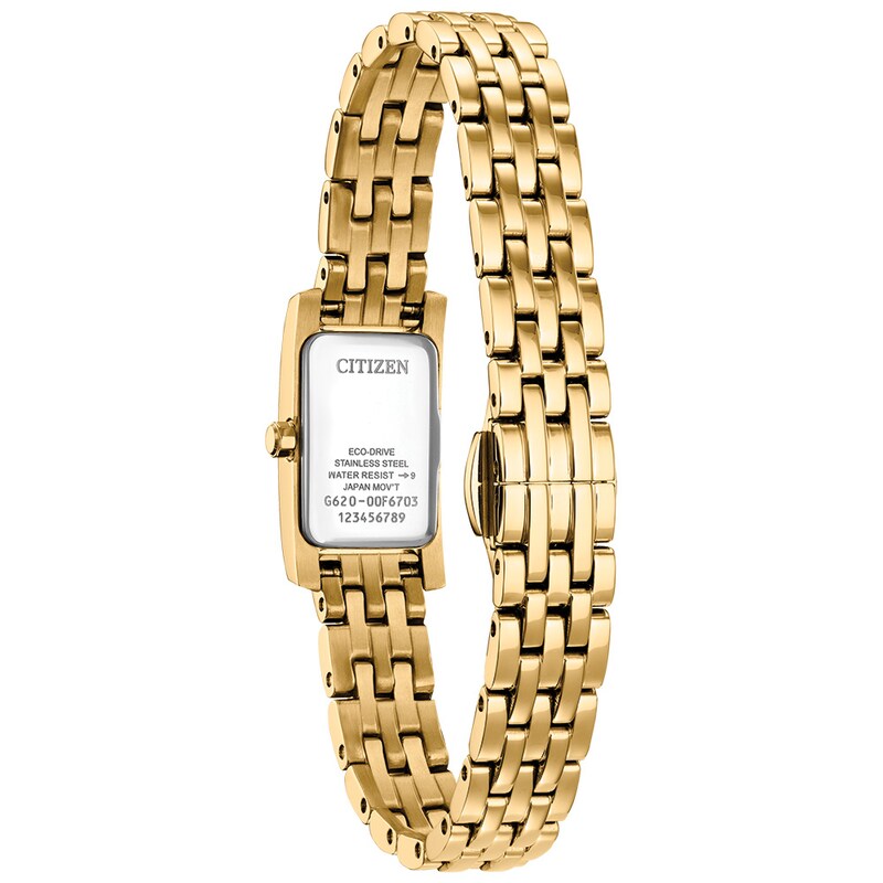 Ladies' Citizen Eco-Drive® Palidoro Gold-Tone IP Analog Watch with Black Dial and Crystal Bezel (Model: EG7112-59E)