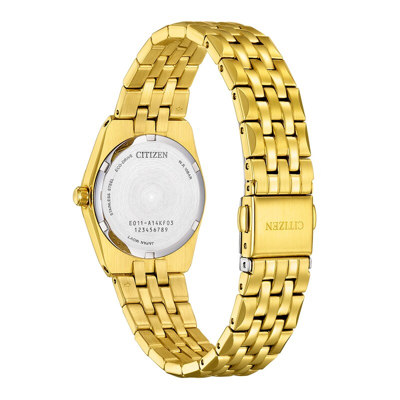 Ladies' Citizen Eco-Drive® Corso Gold-Tone IP Analog Watch with Black Dial (Model: EW2293-56E)
