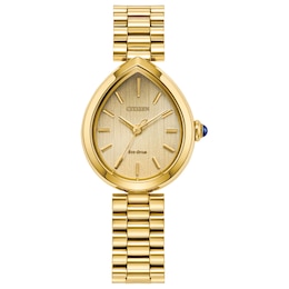 Ladies’ Citizen Eco-Drive® Rainell Gold-Tone IP Analog Watch with Gold-Tone Dial (Model: EM1202-50P)