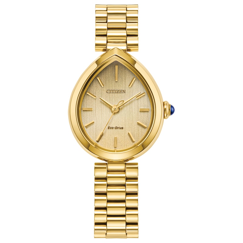 Ladies' Citizen Eco-Drive® Rainell Gold-Tone IP Analog Watch with Gold-Tone Dial (Model: EM1202-50P)