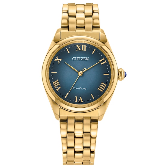 Ladies Citizen Watch with Navy Blue Dial and Yellow Stainless Steel