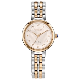 Ladies’ Citizen Eco-Drive® Classic Stainless Steel Analog Watch with Rose Ion-Plated Bracelet with Rose Dial (Model: EM0996-84Y)