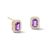 Thumbnail Image 1 of Emerald-Cut Amethyst and 0.20 CT. T.W. Lab-Grown Diamond Frame Stud Earrings in 10K Gold (F/SI2)