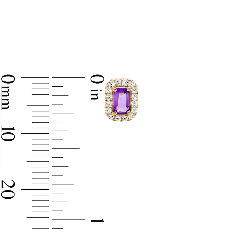 Emerald-Cut Amethyst and 0.20 CT. T.W. Lab-Grown Diamond Frame Stud Earrings in 10K Gold (F/SI2)
