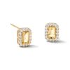 Thumbnail Image 1 of Emerald-Cut Citrine and 0.20 CT. T.W. Lab-Grown Diamond Frame Stud Earrings in 10K Gold (F/SI2)